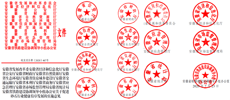 為促進(jìn)機(jī)制砂健康有序發(fā)展，安徽省發(fā)改委發(fā)布了實(shí)施方案文件